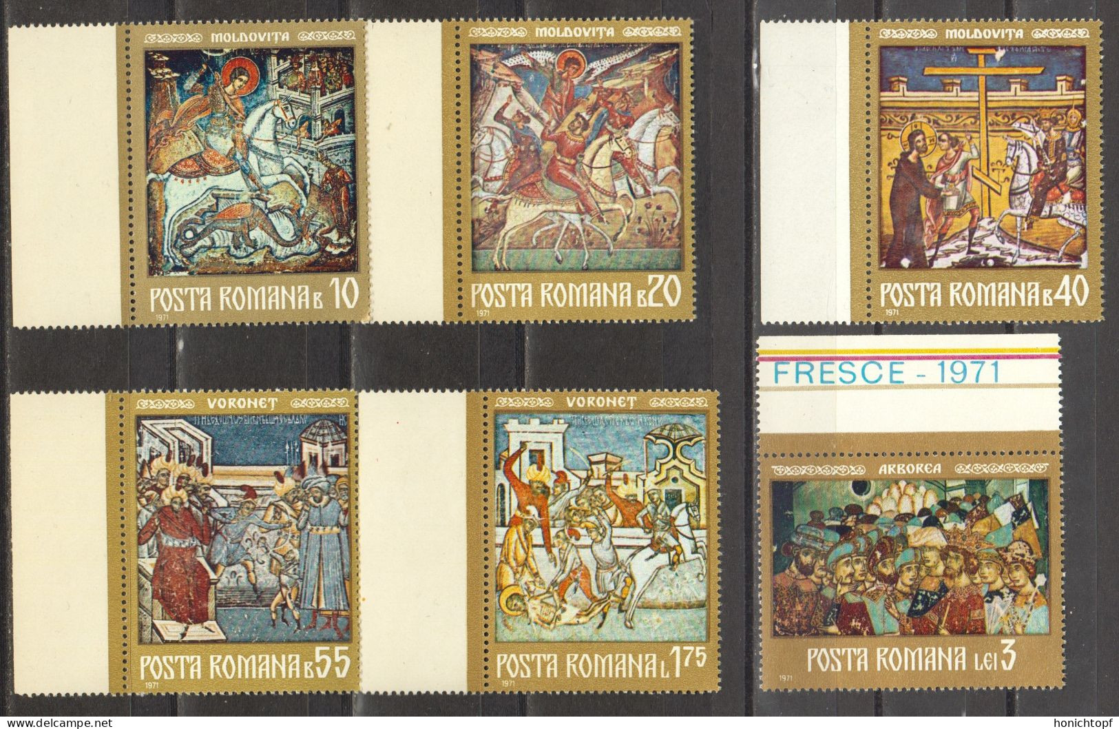 Rumänien; 1971; Michel 2992/7**; Gemälde; Randstück - Unused Stamps