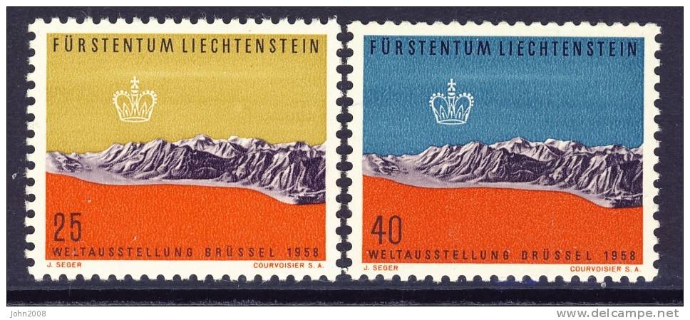 Liechtenstein 1958 : Mi.nr 369-370 *** - Weltausstellung / Worldexhibition Bruxxeles - Ongebruikt