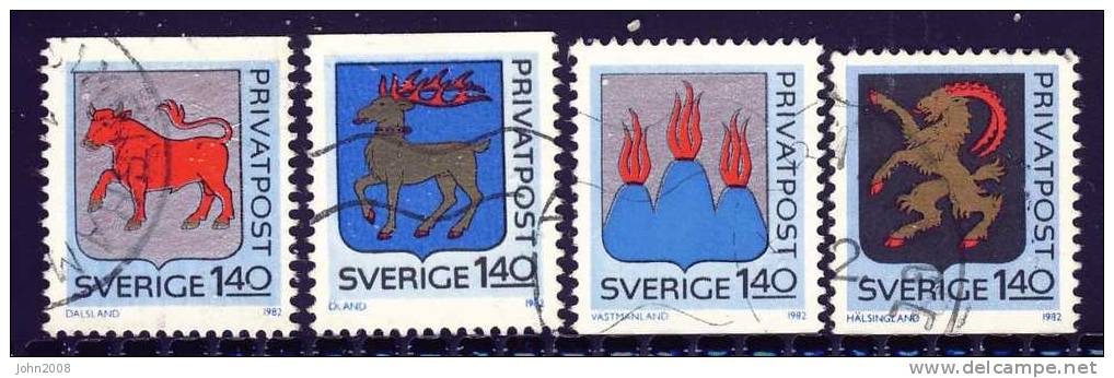 Schweden / Sweden 1982 : Mi.nr 1189-1192 * - Freimarken / Definitives - Oblitérés