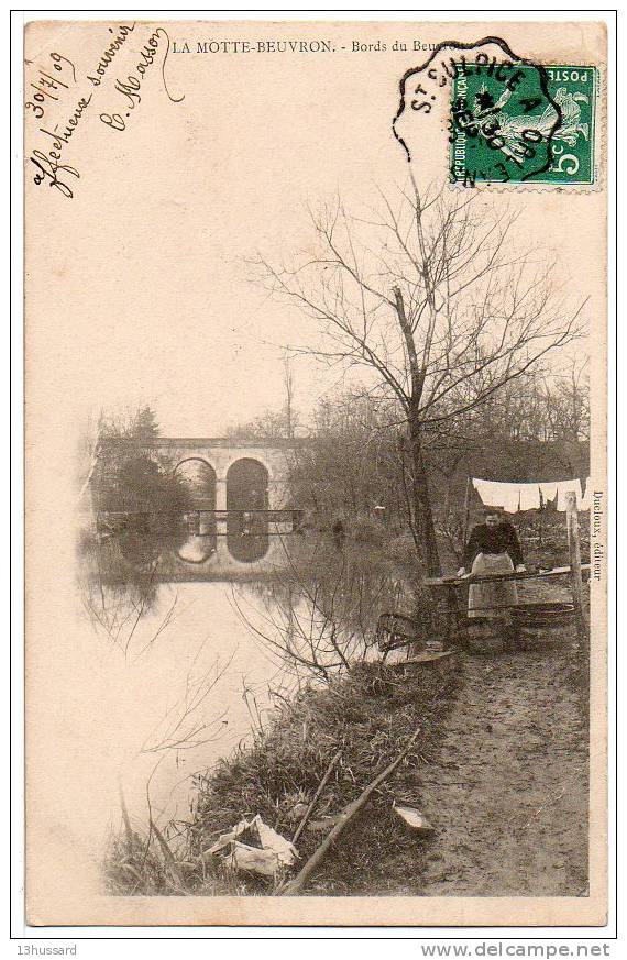 Carte Postale Ancienne Lamotte Beuvron - Bords Du Beuvron - Métiers, Laveuse, Lavandière - Lamotte Beuvron