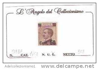 27228)francobollo 55c Michetti  Spr 50c - Nuovo - Cat. N° 139 CON VARIETà DENTELLATURA MANCANTE SU DUE LATI - Mint/hinged