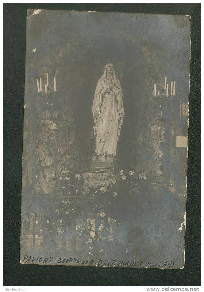 Carte Photo Savigny (91) - La Grotte De Notre Dame De Lourdes ( église Photo A.D En L'état) - Savigny Sur Orge