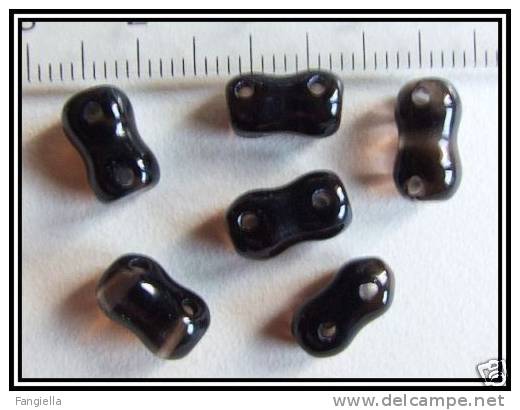 5 Perles Cintrées 2 Trous En Quartz Fumé Env. 10x6mm - Perlen