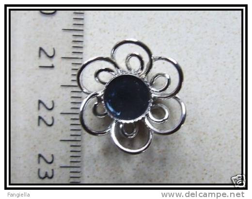 2 Supports Cabochon Argentés 6-7mm Ss Nickel, Env. 19mm - Perles