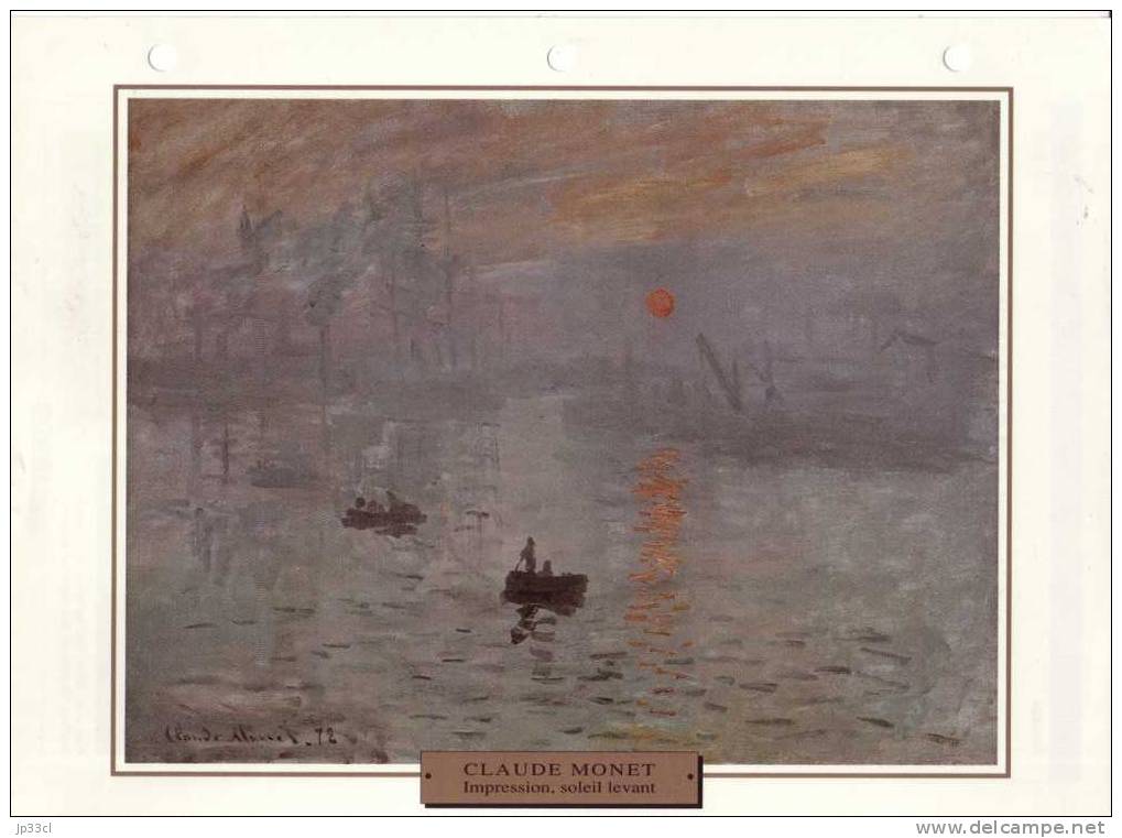 Reproduction De Impression, Soleil Levant, De Claude Monet (avec Fiche Explicative) - Autres & Non Classés