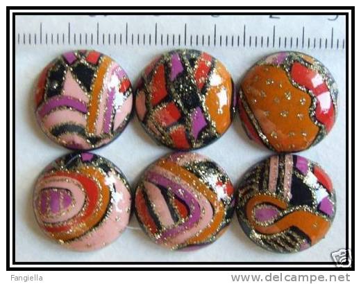 1 Cabochon Multicolore Sur Fond Noir Environ 18mm - Parels