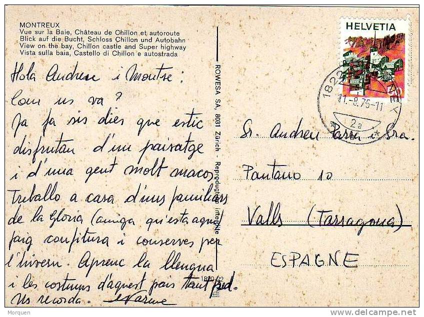 Postal MONTREAUX (Suiza) 1975 . Postcard - Storia Postale