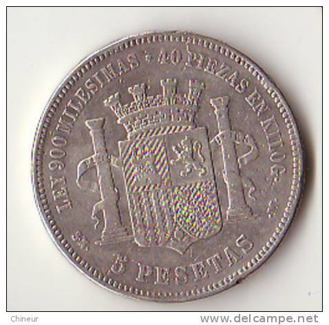 ESPAGNE PIECE ARGENT 5 PESETAS 1870 - Otros & Sin Clasificación