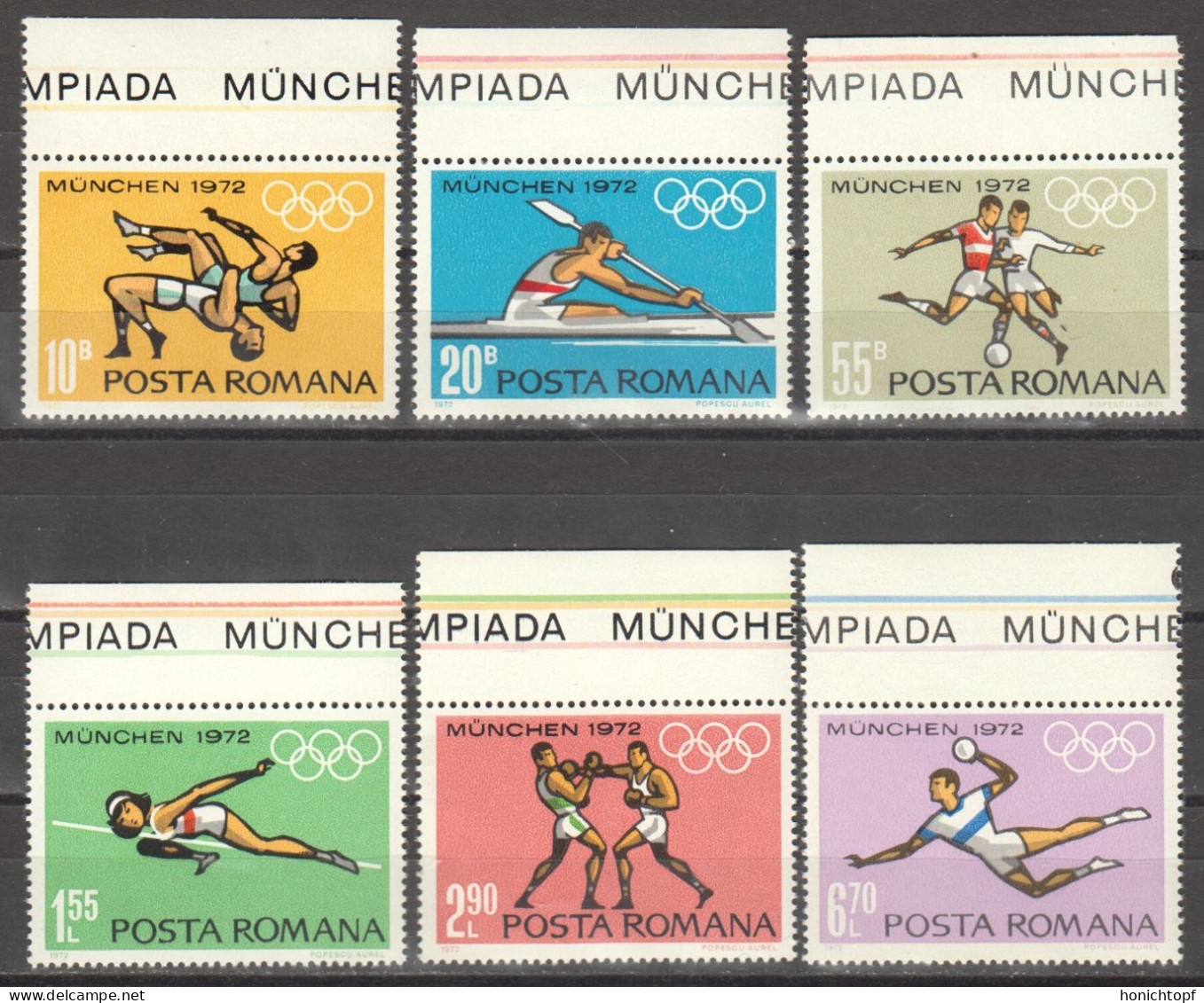 Rumänien; 1972; Michel 3012/7 **; Olimpische Sommerspiele München; Randstück - Ungebraucht