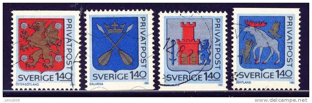Schweden / Sweden 1981 : Mi.nr 1145-1148 * - Freimarken / Definitives - Gebraucht