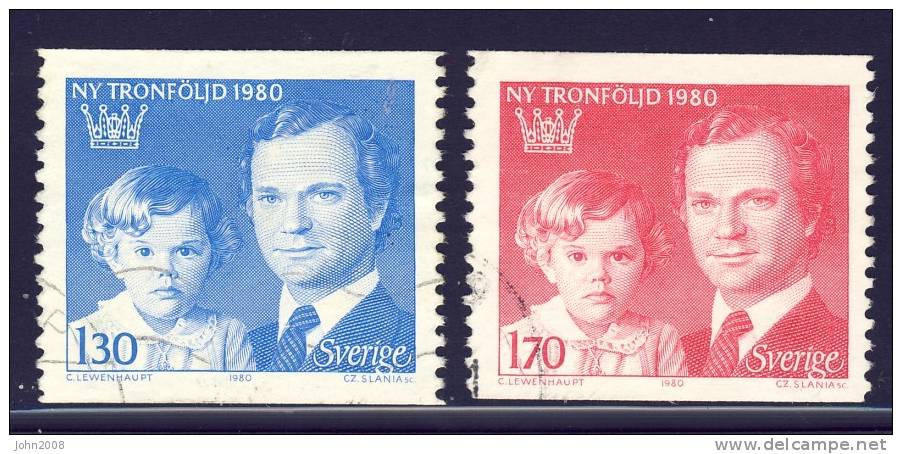 Schweden / Sweden 1980 : Mi.nr 1101A-1102A * - Carl XVI  & Victoria - Usati