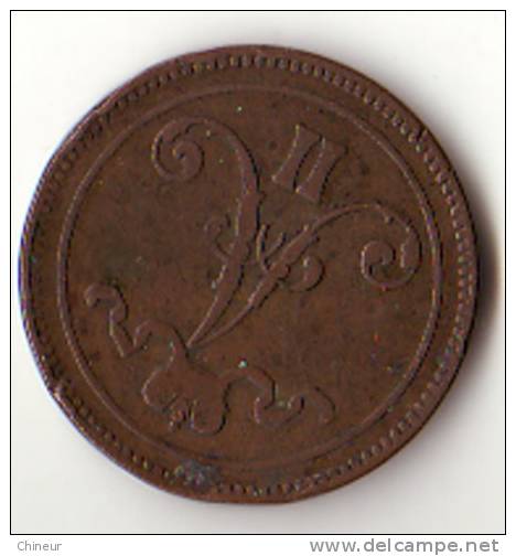 FINLANDE 10 PENNIA CUIVRE ALEXANDRE II 1866 - Finland