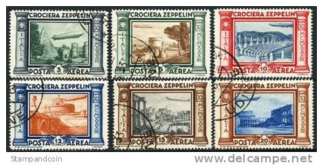 Italy Scott #C42-47 (Michel #439-444)    Used Zeppelin Airmail Set From 1933 - Airmail