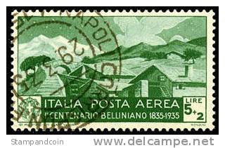 Italy C83 Used 5l + 2l Bellini Airmail From 1935 - Early Usage??? - Poste Aérienne