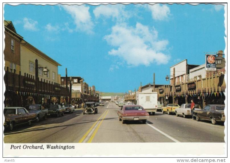 Port Orchard WA Street Scene, Hot Rod Custom Car On C1970s Vintage Postcard - Sonstige & Ohne Zuordnung