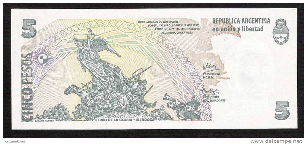 ARGENTINA  P353 5 PESOS (2003) Letter E UNC. - Argentina