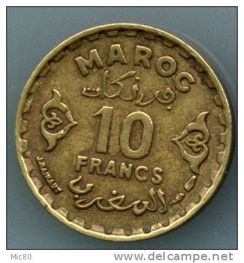 10 Francs Maroc Br-alu 1371 (1952) Ttb+ - Morocco