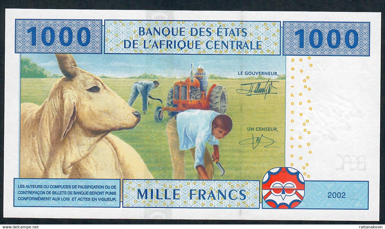 C.A.S. LETTER A For GABON GABON P407Aa 1000  FRANCS 2002 Signature 5  ( FIRST ! )    UNC. - Gabun