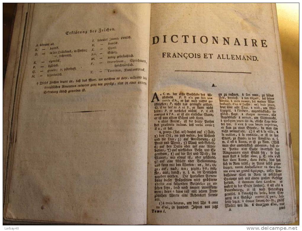 Dictionnaire Francois Allemand Et Allemand Francois A L Usage Des Deux Nations - De La Veaux 1797 - Diccionarios