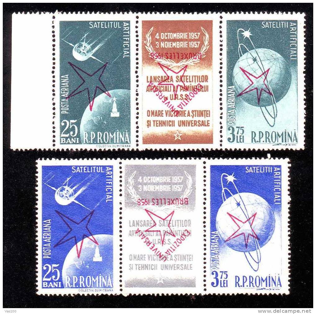 Romania 1958 Space,Brussels,M.1717-20,MNH,Inverted Overprint - Europa