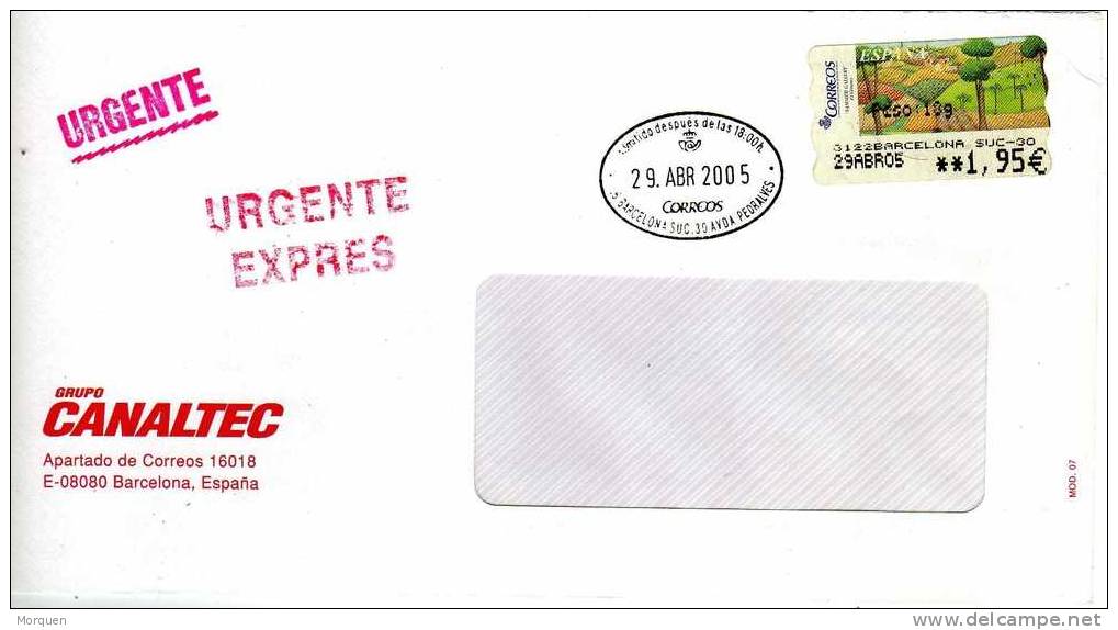 Carta  Urgente ATM. SYv  Barcelona (suc Pedralbes) 2005.  Despues De La Salida - Storia Postale