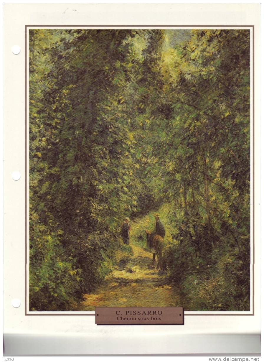 Reproduction De Chemin Sous-bois, De Camille Pissarro (avec Fiche Explicative) - Sonstige & Ohne Zuordnung