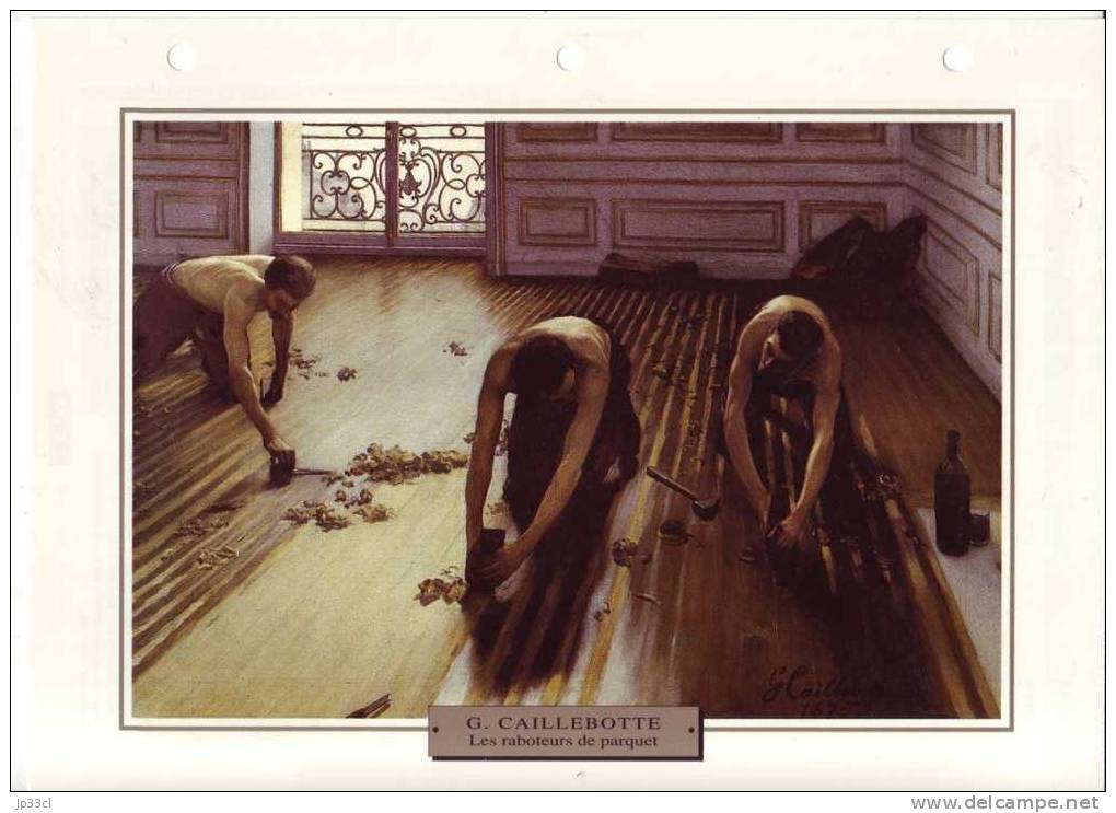 Reproduction De Les Raboteurs De Parquet, De Gustave Caillebotte (avec Fiche Explicative) - Andere & Zonder Classificatie