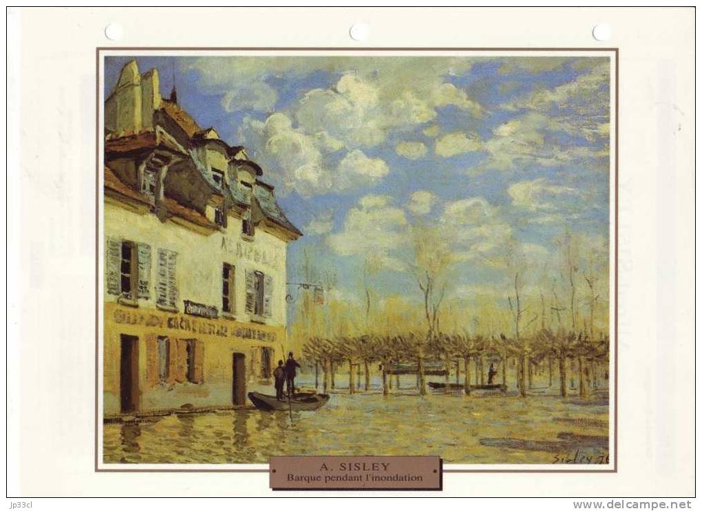 Reproduction De Barque Pendant L'inondation, D´Alfred Sisley (avec Fiche Explicative) - Other & Unclassified