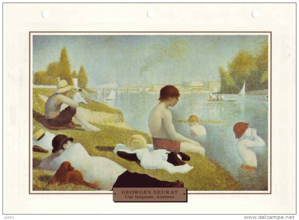 Reproduction De Une Baignade, Asnières, De Georges Seurat (avec Fiche Explicative) - Altri & Non Classificati
