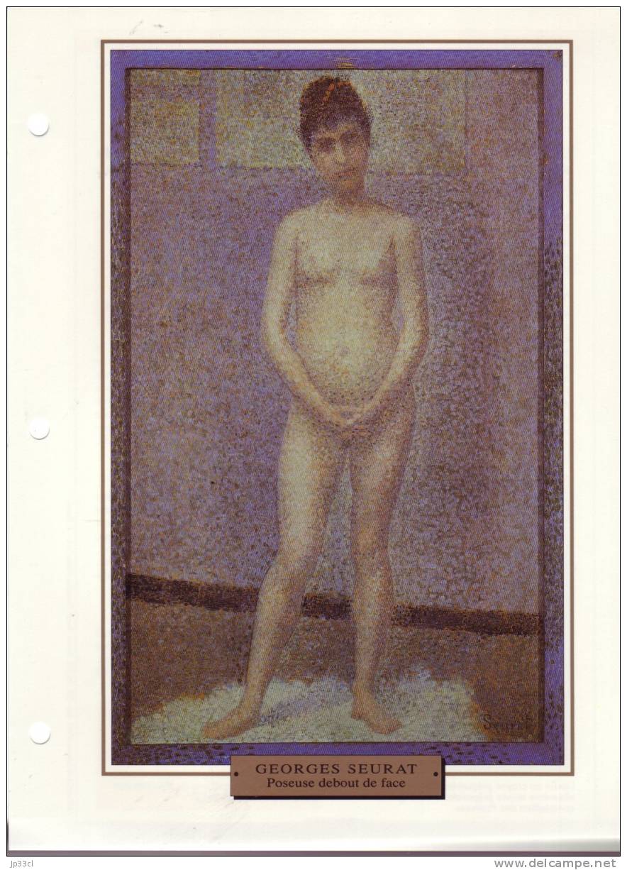 Reproduction De Poseuse Debout De Face, De Georges Seurat (avec Fiche Explicative) - Sonstige & Ohne Zuordnung