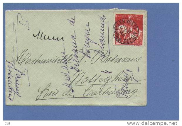 91 Op Brief Met Stempel BRUXELLES (EST) DEPART - 1910-1911 Caritas