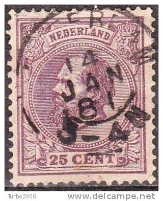 1872 Koning Willem III 25 Cent Violet "beschadigde Onderbalk Onder 25 Cent" NVPH 26 G - Abarten Und Kuriositäten