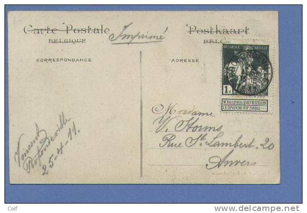 88 Op Kaart  Met Stempel PROFONDEVILLE - 1910-1911 Caritas