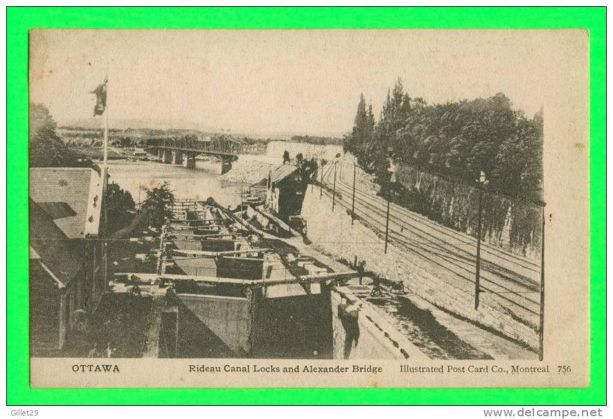 OTTAWA, ONTARIO - RIDEAU CANAL LOCKS AND ALEXANDER BRIDGE - SPARKLES ON THE CARD - - Ottawa