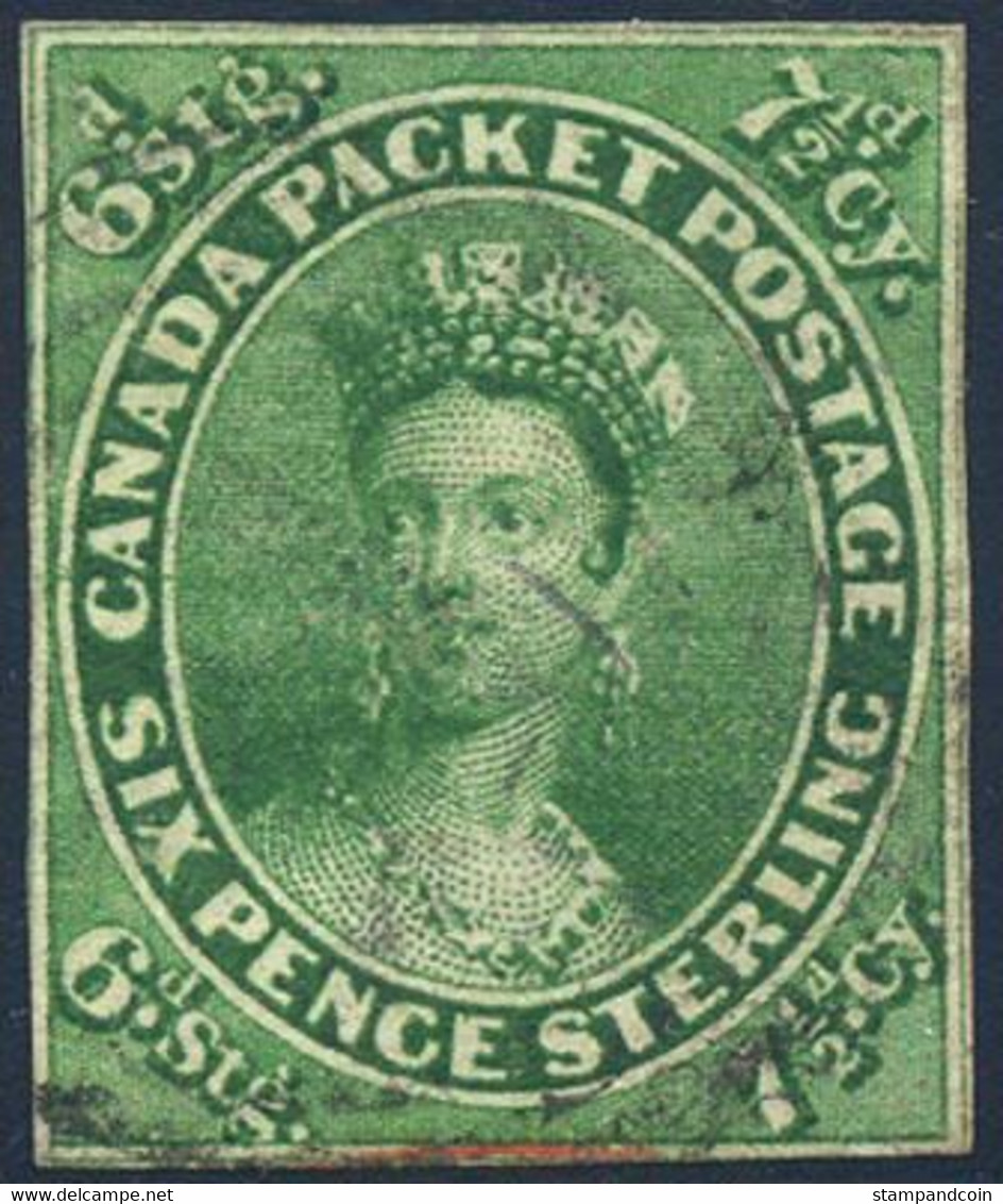 Canada #9a Used 7-1/2p Imperf Victoria Of 1857 - Oblitérés