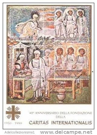 27653)fogliio Vaticano Di 4 Valori Intero - 40° Ann. Fondazione Caritas Internationalis - Blocs & Feuillets