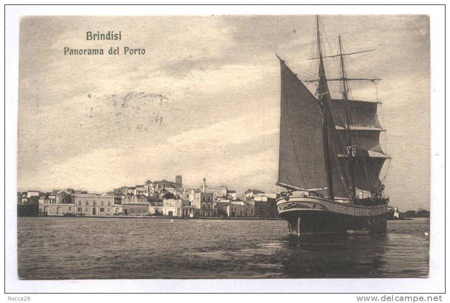 BRINDISI 1908 PANORAMA DEL PORTO  CON NAVE - Brindisi