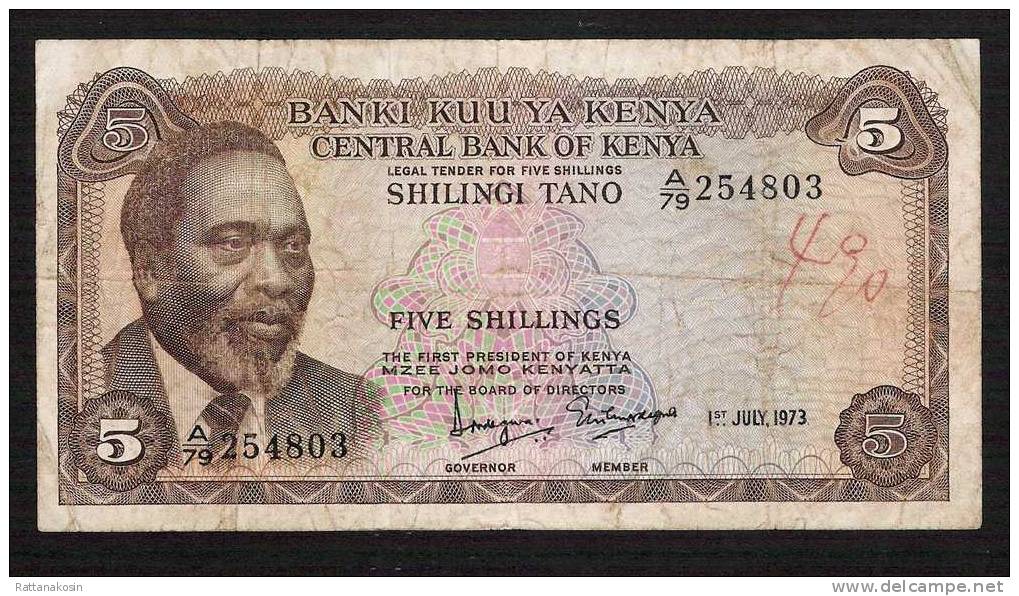 KENYA P6d & P12a          5 SHILLINGS 1973 & 10 SHILLINGS 1975   FINE - Kenya