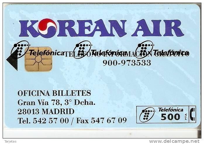 P-145 TARJETA DE ESPAÑA DE KOREAN AIR  DE TIRADA 5100  NUEVA-MINT - Privatausgaben