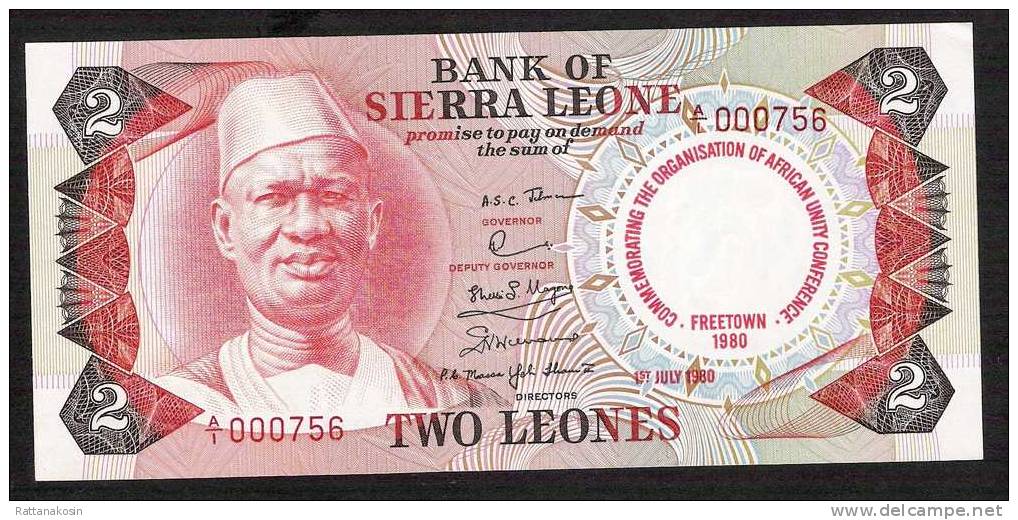 SIERRA LEONE  P11   2  LEONES  1980    A/1   000756         UNC. - Sierra Leone