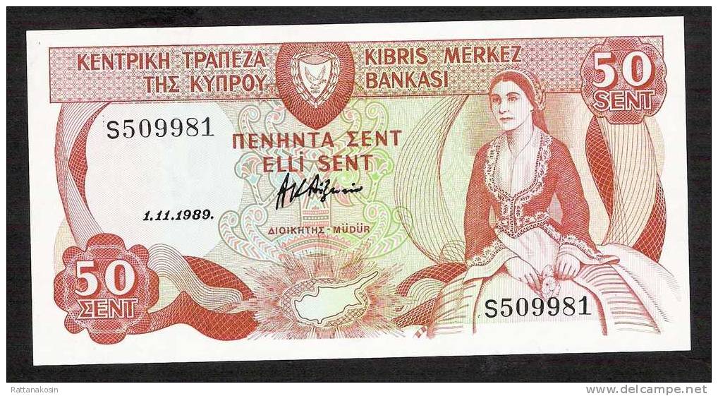 CYPRUS   P52  50   CENTS 1.11.1989 #S     UNC. - Zypern