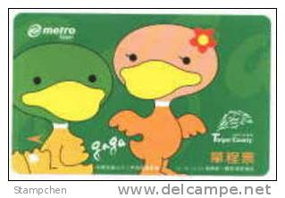 Taiwan Taipei Rapid Transit Train Ticket Duck Cartoon Logo Of 2003 National Sports Game - Mondo