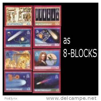 MONTSERRAT 1986. Halley´s Comet. IMPERF.8-BLOCKS:8 (64 Stamps)   [non Dentelé,Geschnitten,no Dentado,non  Dentellato - Sterrenkunde