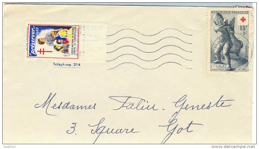 Antituberculeux Union Française 1955 Sur Lettre De Paris Entière - Tuberkulose-Serien