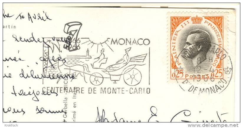 Monaco - Flamme 1966 Monte-Carlo Centenaire - Calèche - Carte Entière - Poststempel