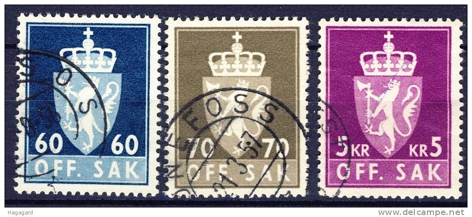 ##Norway 1955-73. Service: 3 Different.  Michel  78 + 79 + 85 . Cancelled(o) - Dienstzegels