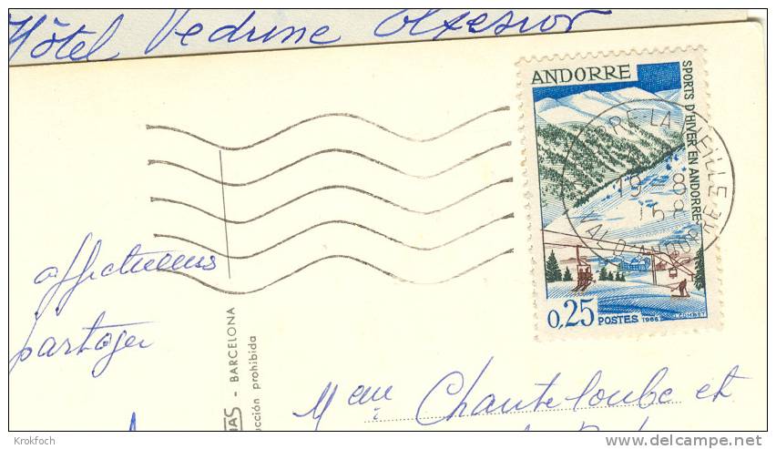 Andorre Andorra - Flamme à Vagues 1968 Sur Carte Entière - Maschinenstempel (EMA)