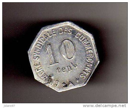 CHAMBRE SYNDICALE DES COMMERCANTS     PERPIGNAN 1917      10 CENT - Monétaires / De Nécessité