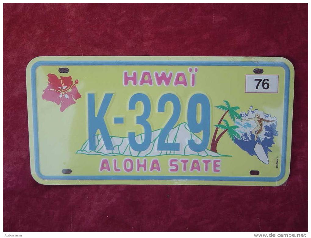 Plaque Immatriculation Hawai "K-329" - Plaques D'immatriculation