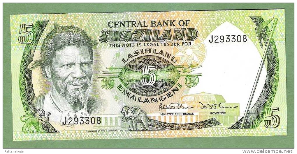 SWAZILAND  P9b  5 EMALANGENI  (1984) Signature 4  UNC. - Swaziland